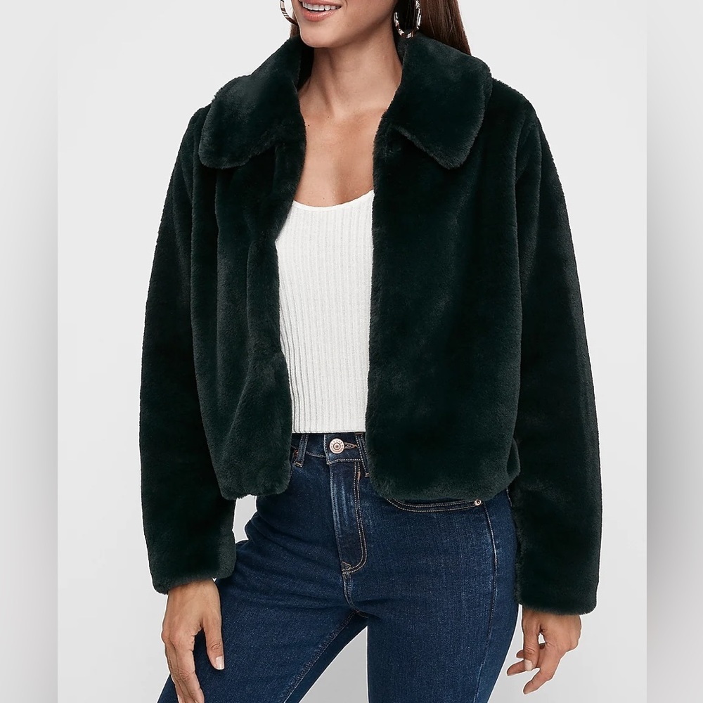 Express - Hunter Green Supersoft Faux Fur Jacket